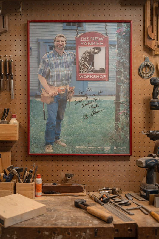 Norm Abram says "thank you" for the BrandNew branding iron on an episode of the New Yankee Workshop