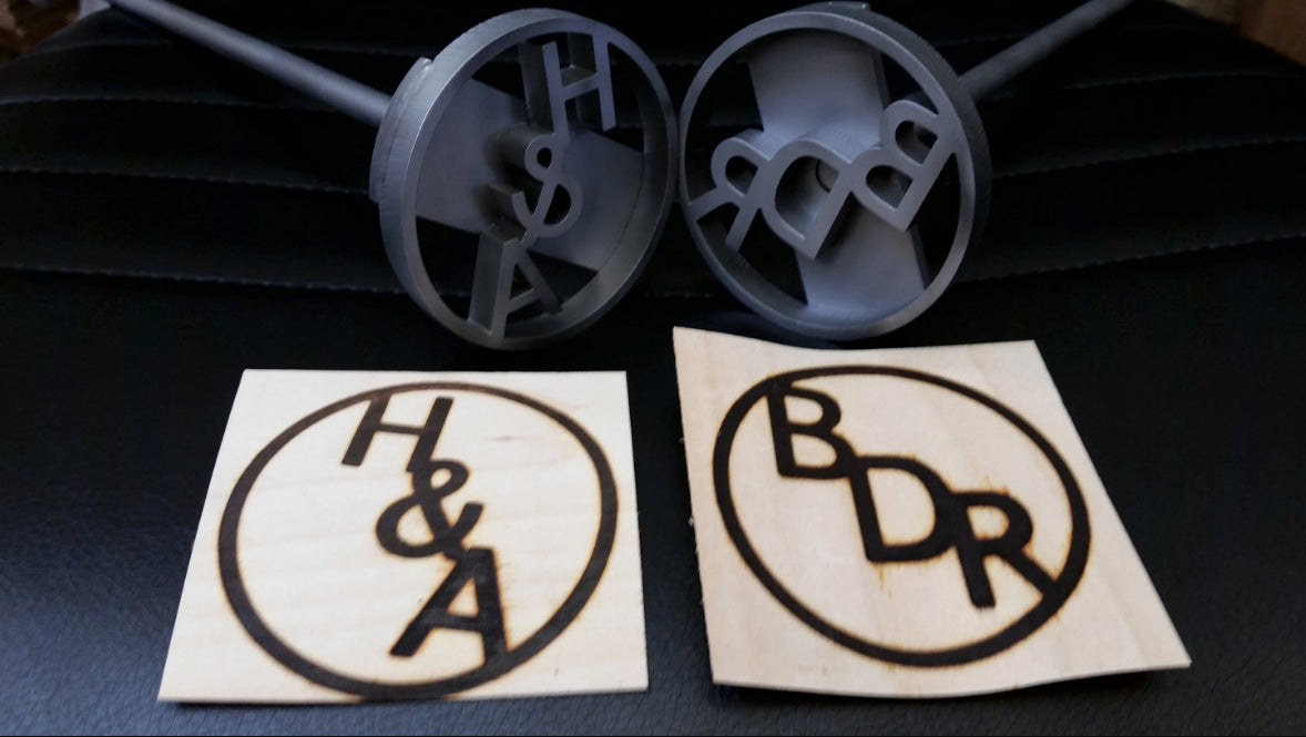 3-Initial Western Style Branding Iron - Boldly Mark Steaks, Wood, Leather