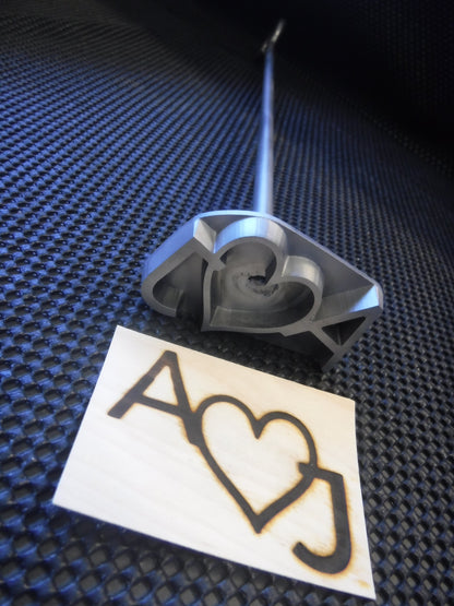 Heart and Initials - Wedding Western Style Branding Iron Option 2