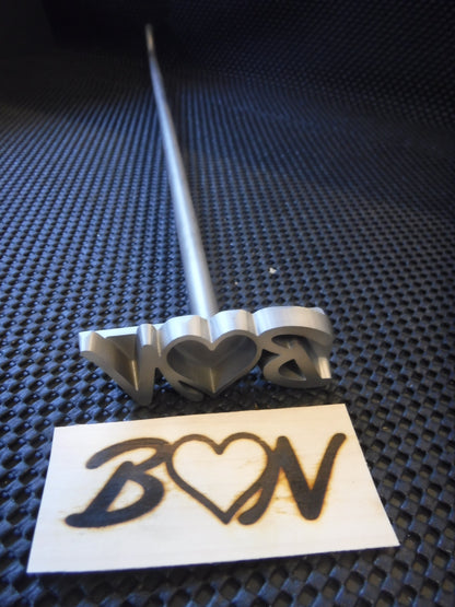Heart and Initials - Wedding Western Style Branding Iron Option 1