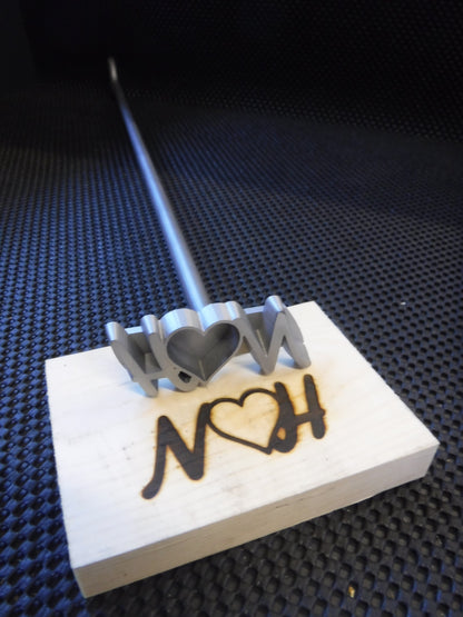 Heart and Initials - Wedding Western Style Branding Iron Option 1