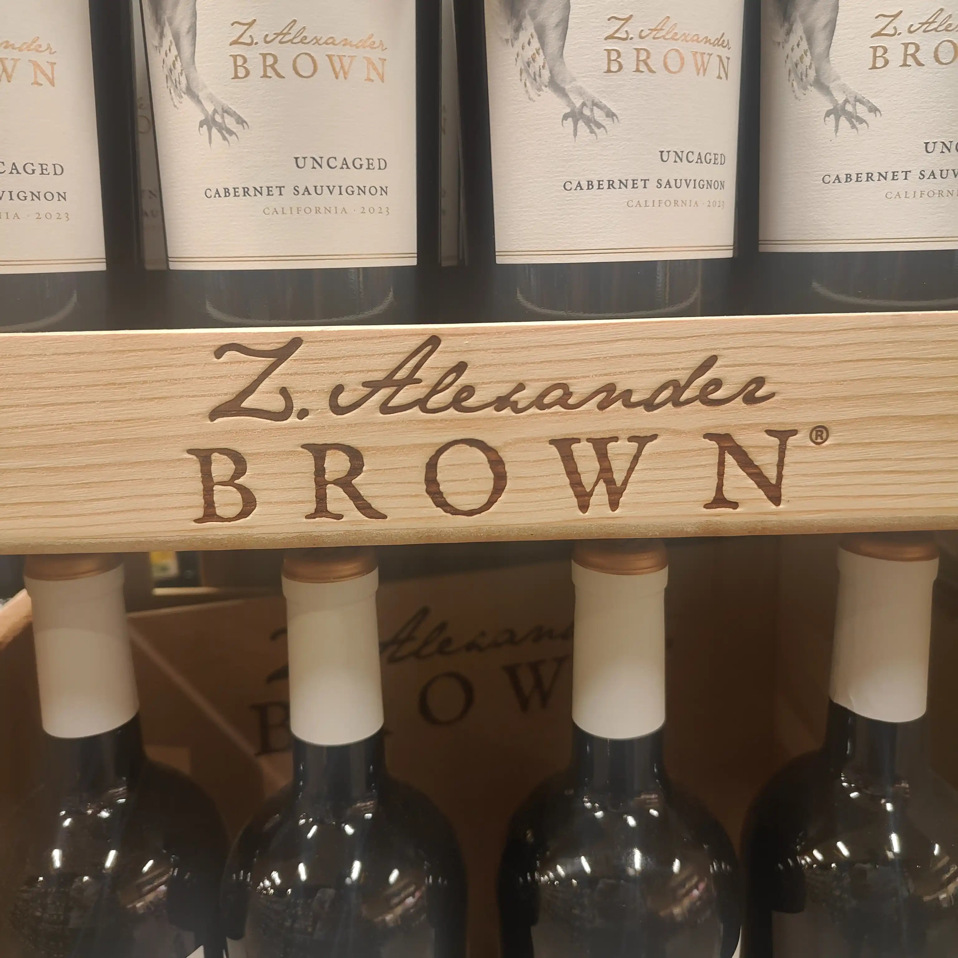 Z. Alexander Brown logo branded into a wooden display using our custom wood branding irons.