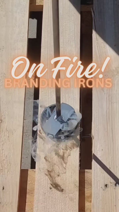 3-Initial Western Style Branding Iron - Boldly Mark Steaks, Wood, Leather